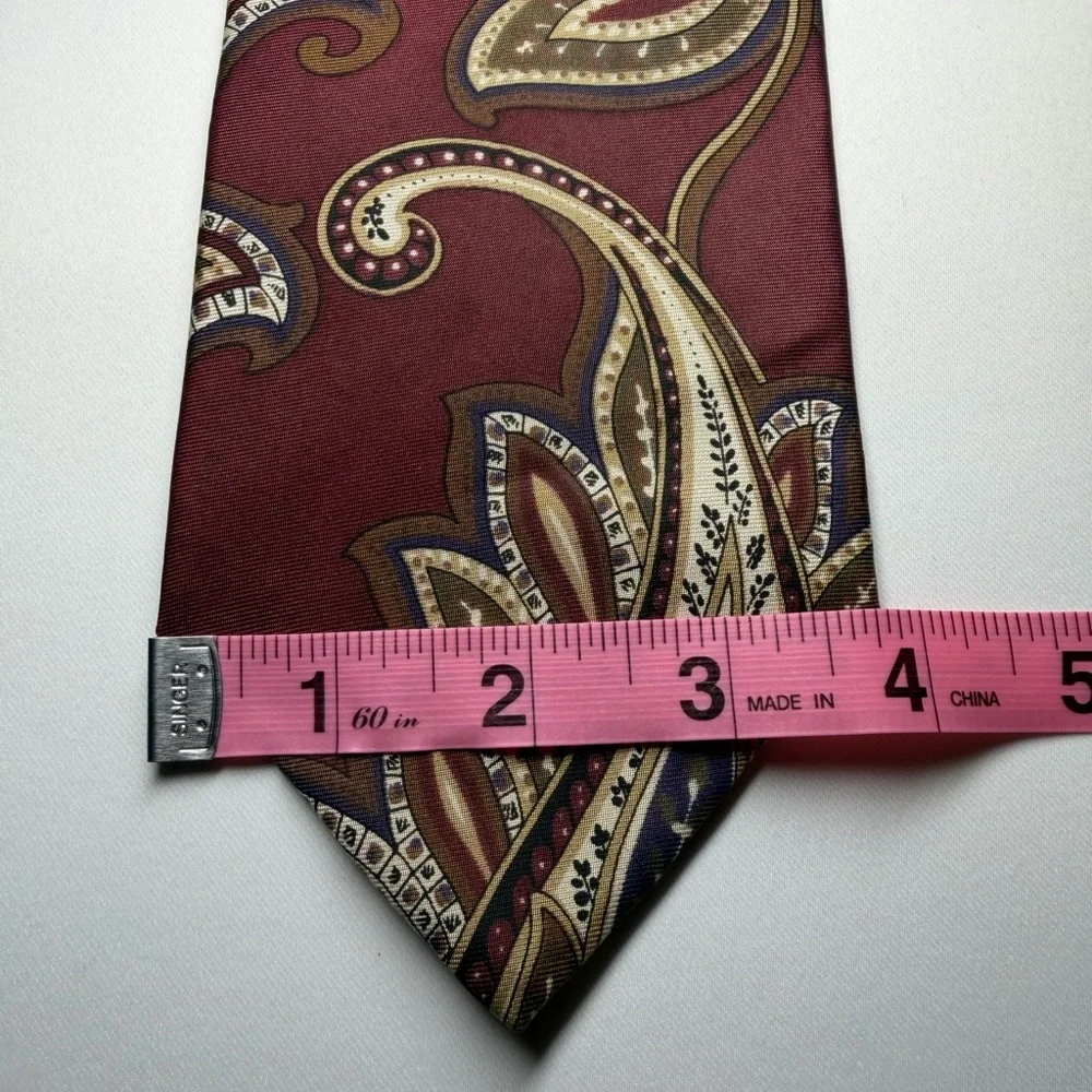 Christian Dior Monsieur Burgundy Maroon‎ Paisley Print All Silk Neck
